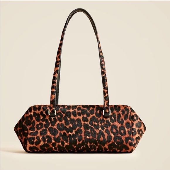 J. Crew NWT “Delphine” Shoulder Bag - Leopard Tan Calf Hair Color - Picture 1 of 8